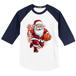 Santa Playing Basketball Christmas Basketball Player Xmas Great Gift Baseball Sleeve Shirt