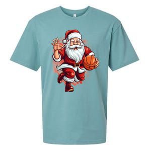 Santa Playing Basketball Christmas Basketball Player Xmas Great Gift Sueded Cloud Jersey T-Shirt