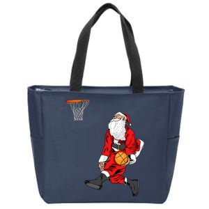 Santa Playing Basketball | Slam Dunk Christmas Gift Zip Tote Bag