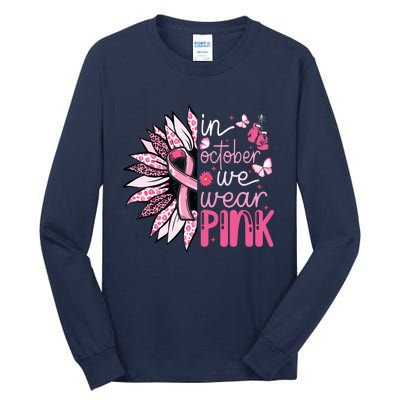 Sunflower Pink Breast Cancer Awareness Warrior Tall Long Sleeve T-Shirt