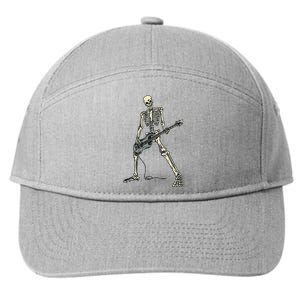 Skeleton Playing Bass For Bassist And Guitar Bass Players 7-Panel Snapback Hat