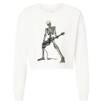 Skeleton Playing Bass For Bassist And Guitar Bass Players Cropped Pullover Crew