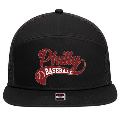 Sporty Philly Baseball Logo 7 Panel Mesh Trucker Snapback Hat