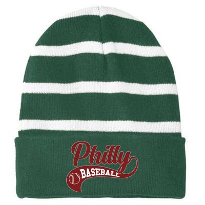 Sporty Philly Baseball Logo Striped Beanie with Solid Band