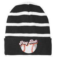 Style Play Ball Softball Baseball Striped Beanie with Solid Band