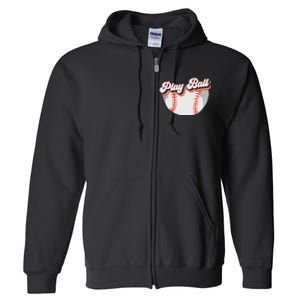 Style Play Ball Softball Baseball Full Zip Hoodie