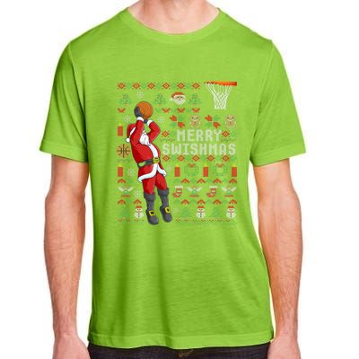 Santa Playing Basketball Ugly Christmas Sweater Holiday Tee Gift Adult ChromaSoft Performance T-Shirt