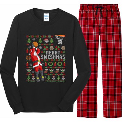 Santa Playing Basketball Ugly Christmas Sweater Holiday Tee Gift Long Sleeve Pajama Set