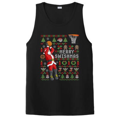 Santa Playing Basketball Ugly Christmas Sweater Holiday Tee Gift PosiCharge Competitor Tank