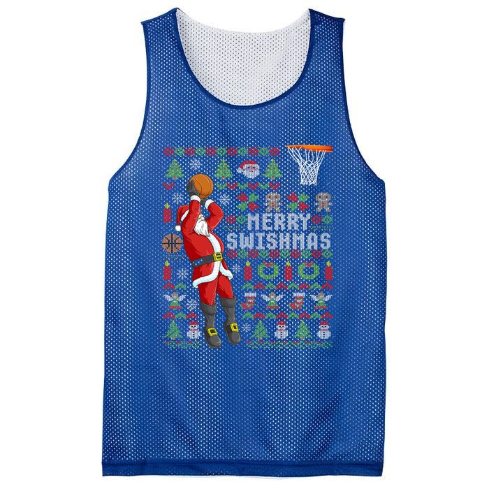 Santa Playing Basketball Ugly Christmas Sweater Holiday Tee Gift Mesh Reversible Basketball Jersey Tank