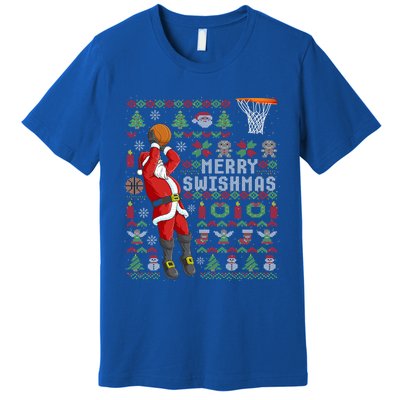 Santa Playing Basketball Ugly Christmas Sweater Holiday Tee Gift Premium T-Shirt