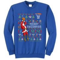 Santa Playing Basketball Ugly Christmas Sweater Holiday Tee Gift Tall Sweatshirt