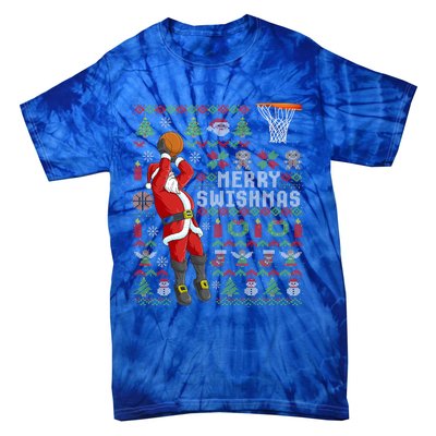 Santa Playing Basketball Ugly Christmas Sweater Holiday Tee Gift Tie-Dye T-Shirt