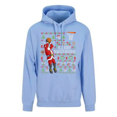 Santa Playing Basketball Ugly Christmas Sweater Holiday Tee Gift Unisex Surf Hoodie