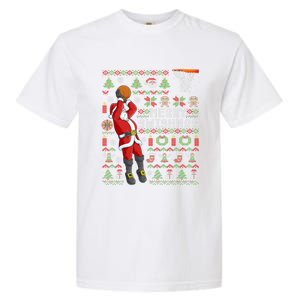 Santa Playing Basketball Ugly Christmas Sweater Holiday Tee Gift Garment-Dyed Heavyweight T-Shirt