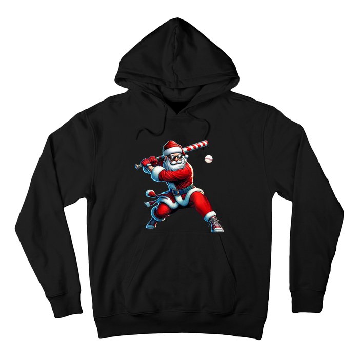 Santa Playing Baseball Christmas Baseball Player Hoodie