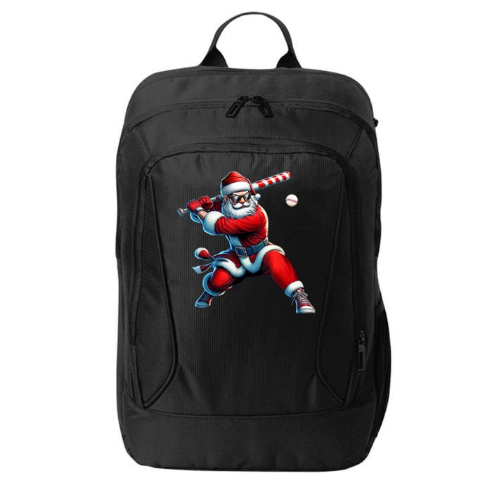 Santa Playing Baseball Christmas Baseball Player City Backpack