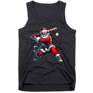 Santa Playing Baseball Christmas Baseball Player Tank Top