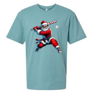 Santa Playing Baseball Christmas Baseball Player Sueded Cloud Jersey T-Shirt