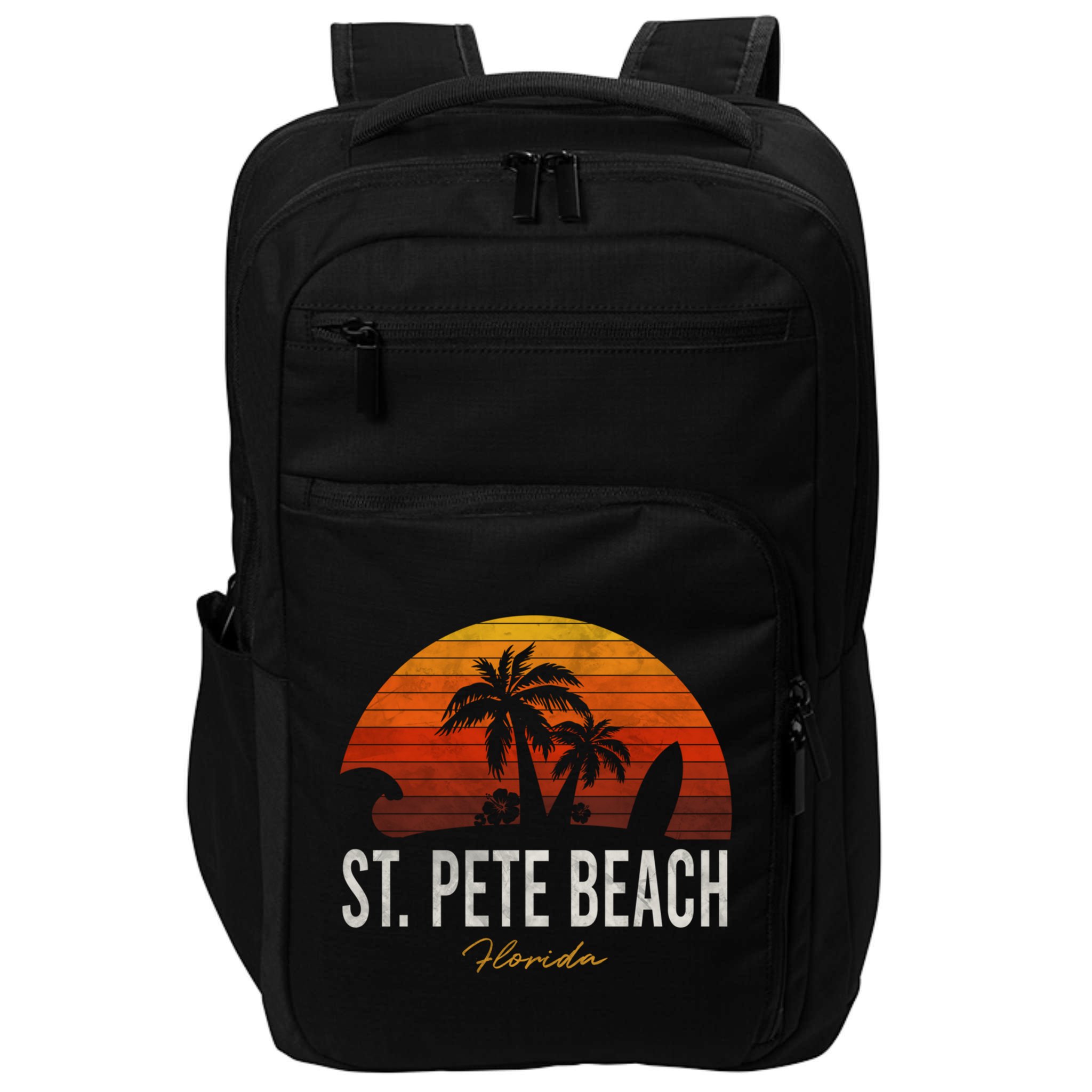 St Pete Beach Florida Fl Palms Vacation Surf Sunset Gift Impact Tech Backpack
