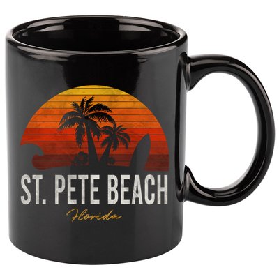 St Pete Beach Florida Fl Palms Vacation Surf Sunset Gift 11oz C Handle Ceramic Mug