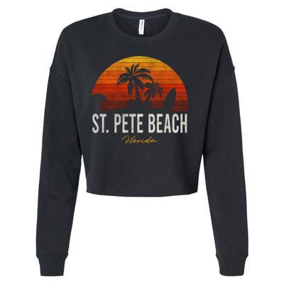 St Pete Beach Florida Fl Palms Vacation Surf Sunset Gift Cropped Pullover Crew