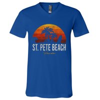 St Pete Beach Florida Fl Palms Vacation Surf Sunset Gift V-Neck T-Shirt