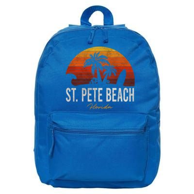 St Pete Beach Florida Fl Palms Vacation Surf Sunset Gift 16 in Basic Backpack