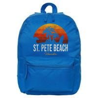 St Pete Beach Florida Fl Palms Vacation Surf Sunset Gift 16 in Basic Backpack