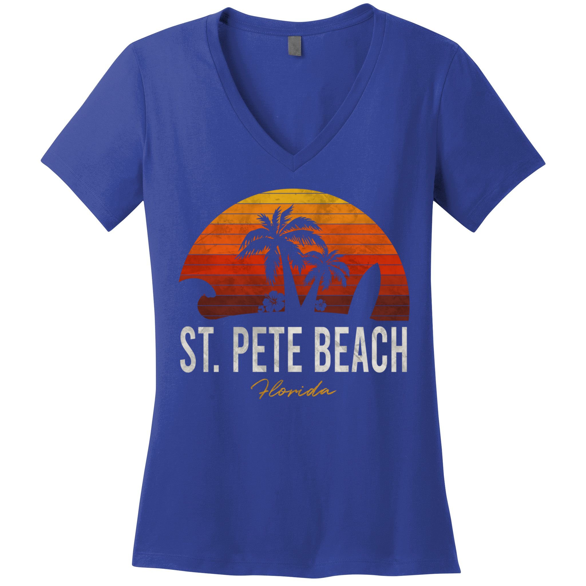 St Pete Beach Florida Fl Palms Vacation Surf Sunset Gift Women's V-Neck T-Shirt