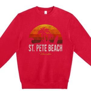 St Pete Beach Florida Fl Palms Vacation Surf Sunset Gift Premium Crewneck Sweatshirt