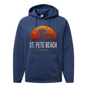 St Pete Beach Florida Fl Palms Vacation Surf Sunset Gift Performance Fleece Hoodie