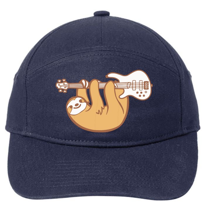 Sloth Playing Bass Guitar Slow Jam Funny Sloth Lover 7-Panel Snapback Hat