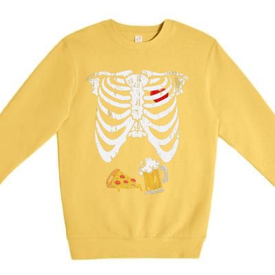 Skeleton Pregnancy B.Eer Pizza Xray Halloween Premium Crewneck Sweatshirt