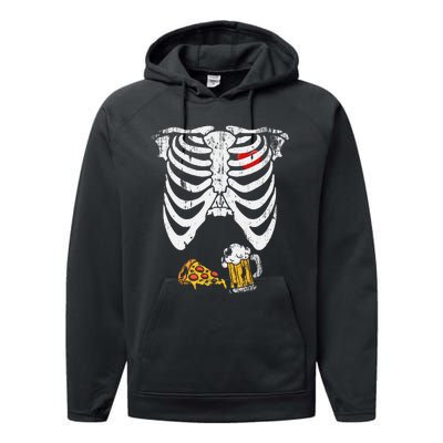 Skeleton Pregnancy B.Eer Pizza Xray Halloween Performance Fleece Hoodie