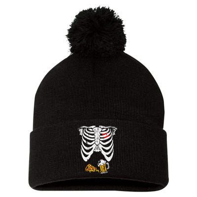 Skeleton Pregnancy B.Eer Pizza Xray Halloween Pom Pom 12in Knit Beanie