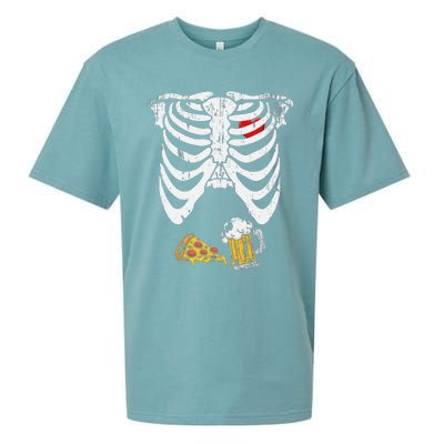 Skeleton Pregnancy B.Eer Pizza Xray Halloween Sueded Cloud Jersey T-Shirt