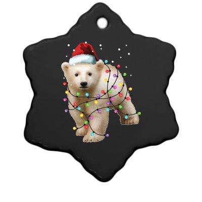 Santa Polar Bear Christmas Bear Lover Funny Gift Ceramic Star Ornament