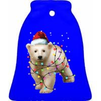 Santa Polar Bear Christmas Bear Lover Funny Gift Ceramic Bell Ornament