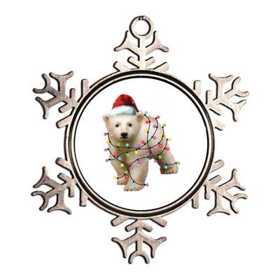 Santa Polar Bear Christmas Bear Lover Funny Gift Metallic Star Ornament