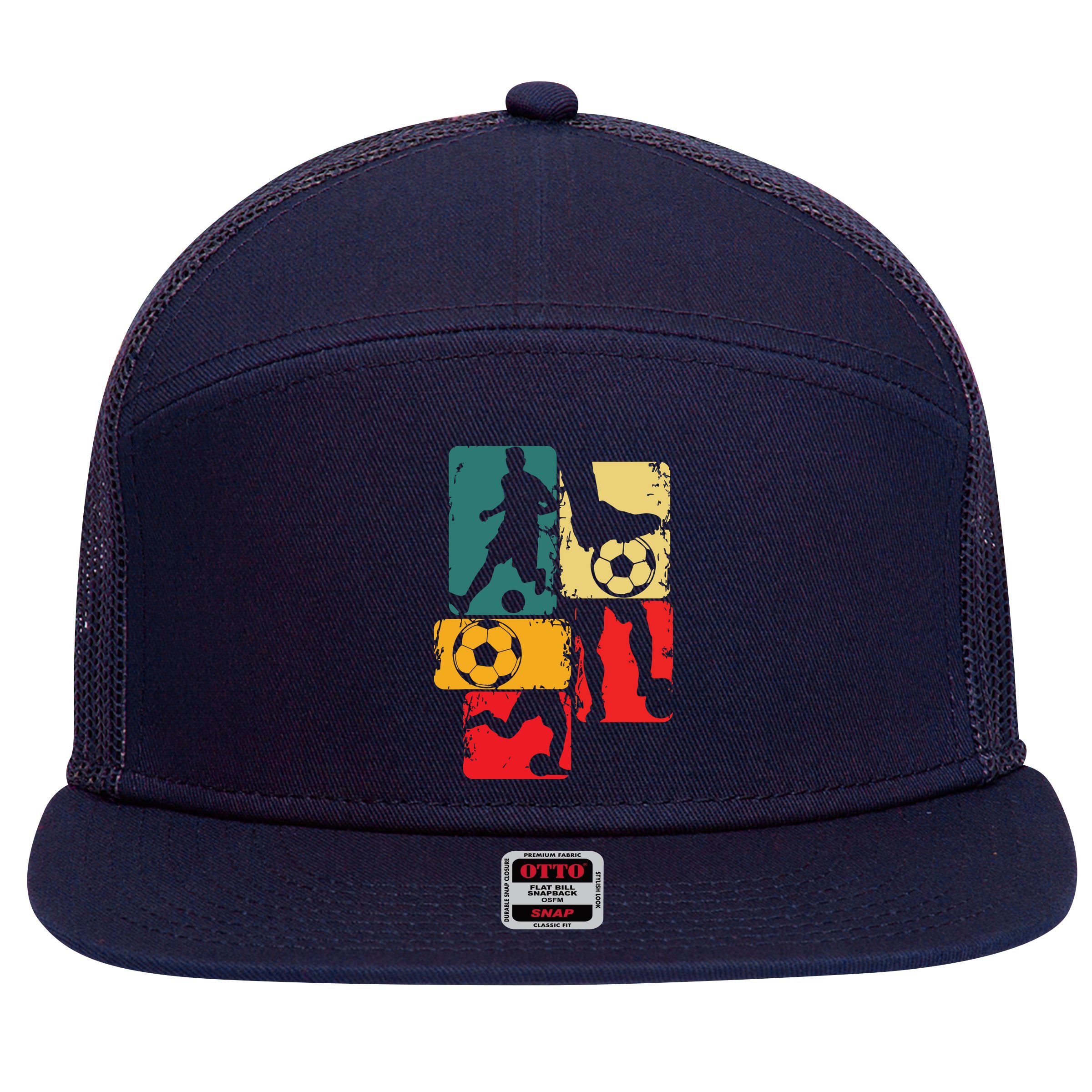 Soccer Player Boy Men 7 Panel Mesh Trucker Snapback Hat
