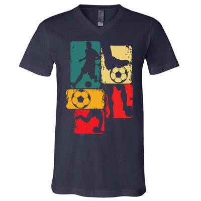 Soccer Player Boy Men V-Neck T-Shirt