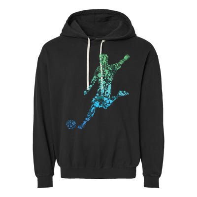 Soccer Player Boy Men Garment-Dyed Fleece Hoodie