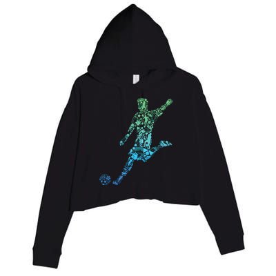 Soccer Player Boy Men Crop Fleece Hoodie