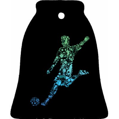 Soccer Player Boy Men Ceramic Bell Ornament