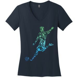 Soccer Player Boy Men Women's V-Neck T-Shirt