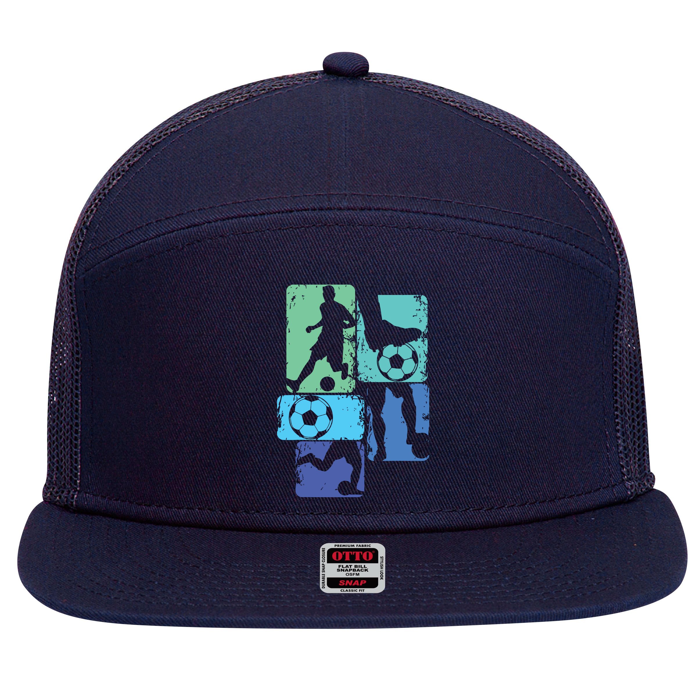Soccer Player Boy 7 Panel Mesh Trucker Snapback Hat