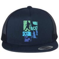 Soccer Player Boy Flat Bill Trucker Hat