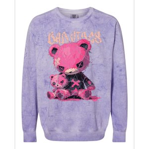 Stitched Plush Bear Cute Gothic Colorblast Crewneck Sweatshirt