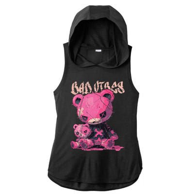 Stitched Plush Bear Cute Gothic Ladies PosiCharge Tri-Blend Wicking Draft Hoodie Tank